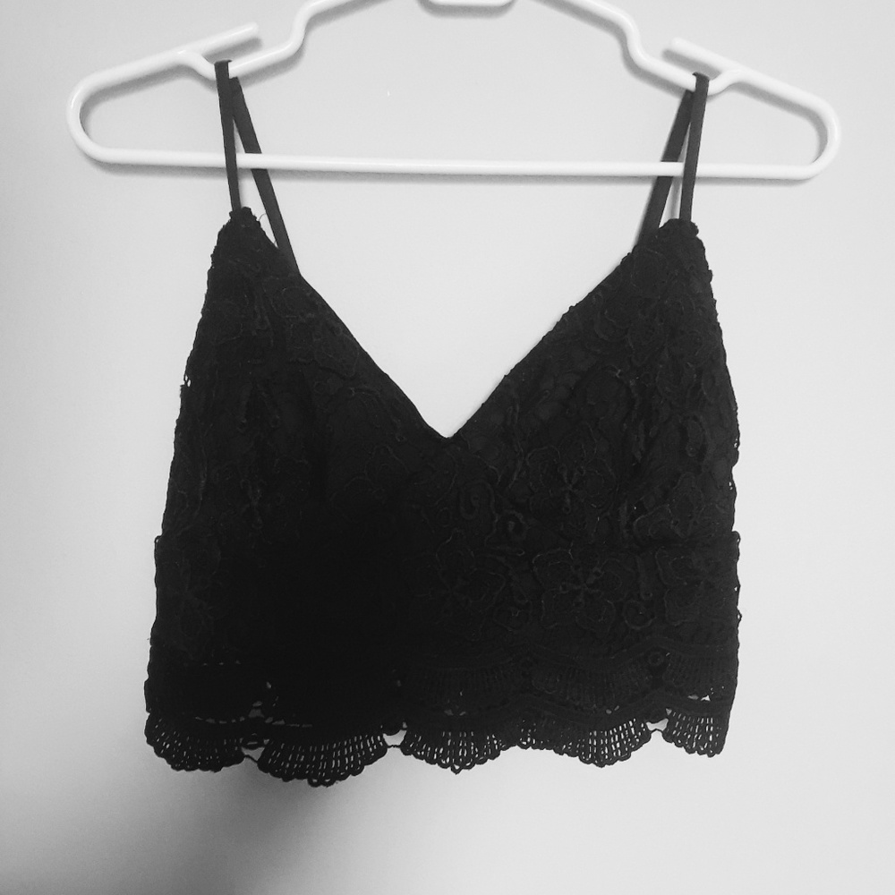Urban Outfitters Black Lace Crop Top
